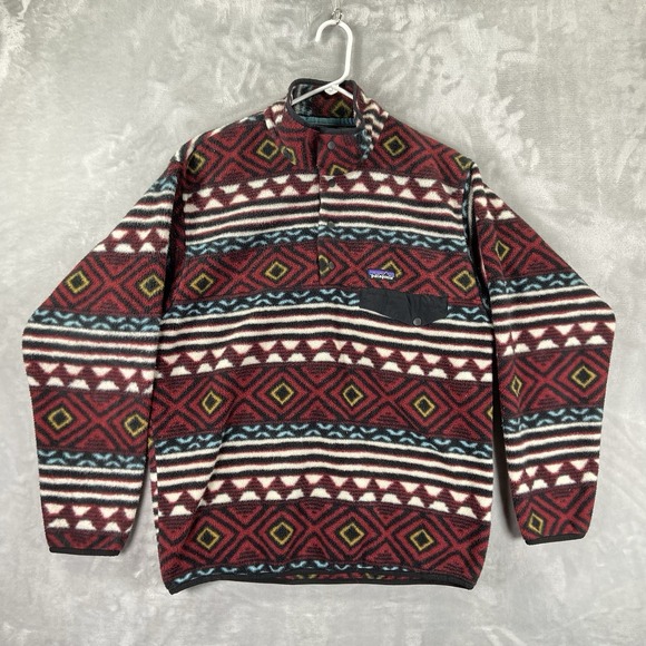 Patagonia Synchilla Sweater men's Medium 1/4 Snap-T Pullover Aztec Saltillo 2016